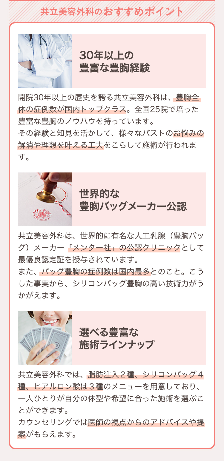 共立美容外科 のおすすめポイント